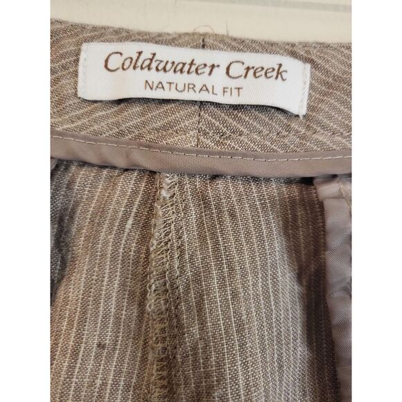COLDWATER CREEK NATURAL FIT STRIPED 100% LINEN VACATION RESORT PANT WOMEN SIZ 12 - Picture 6 of 7